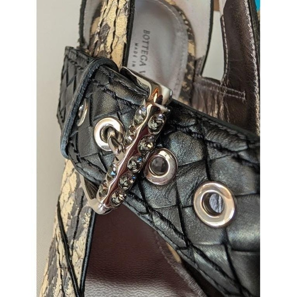 Bottega Veneta Snake Print Leather Kitten Heel Buckle Strap Mary Janes Size 39.5 - Picture 10 of 12